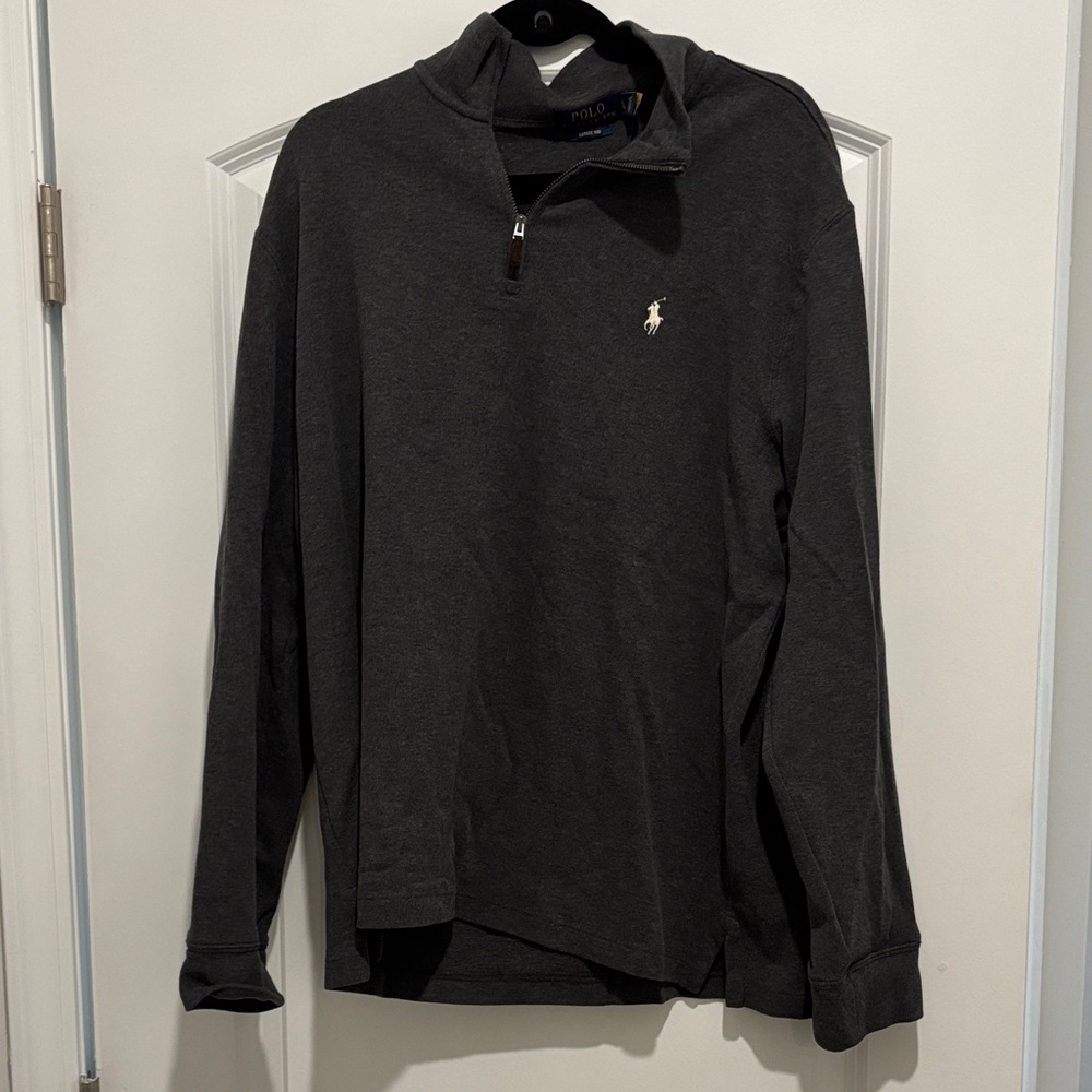 Polo Ralph Lauren Grey Estate Rib Quarter-Zip Pullover